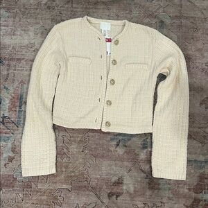 NWT: Cream Textured Button-Up Cardigan